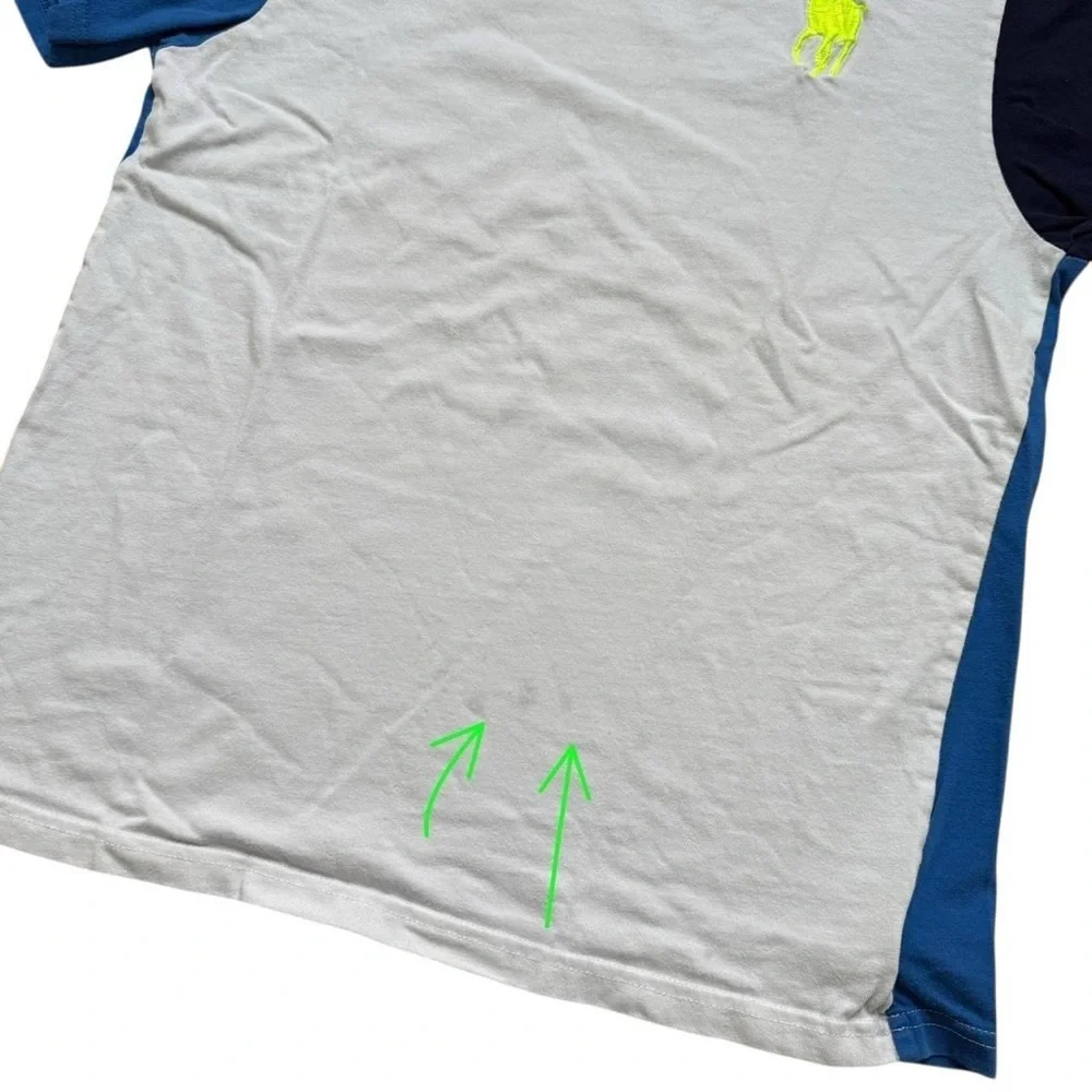 Polo Ralph Lauren Big Pony Color Block T-Shirt Youth Size Large 14/16 Blue White - Picture 5 of 8